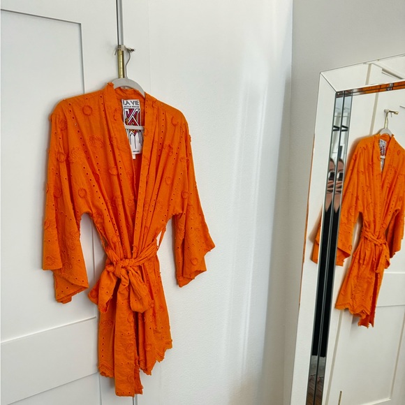 NWT La Vie Style House Turmeric Fringe Eyelet Mini Wrap Dress - Picture 1 of 5